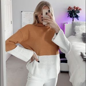 Orange-White Sweater!!